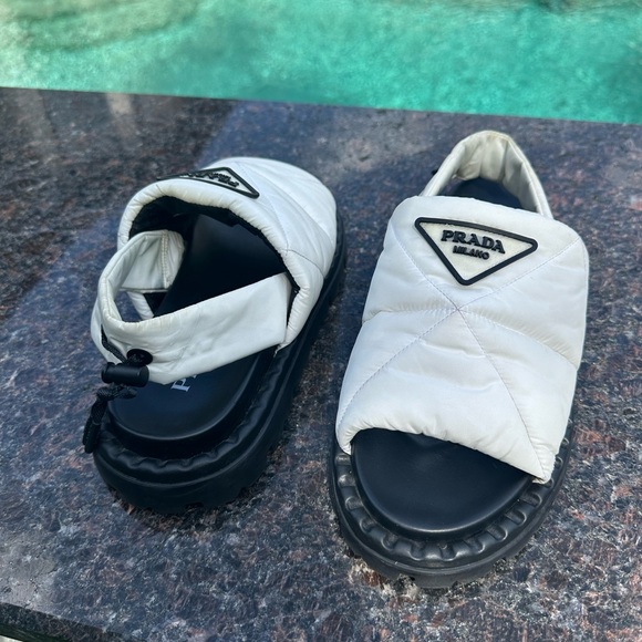 Prada Black and White Quilted Footwear - Picture 6 of 11